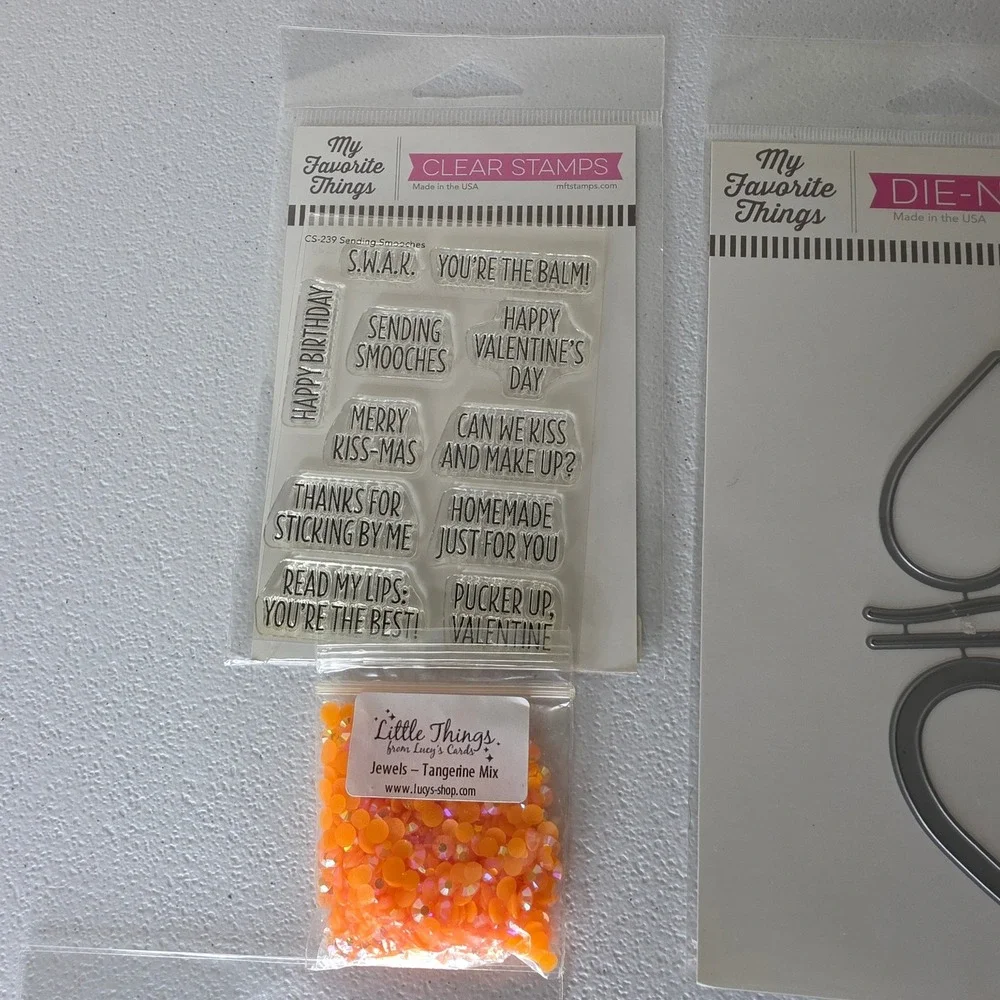 NEW My Favorite Things Die-namics Stamps Sequins Shaker Cards Valentines Balloon